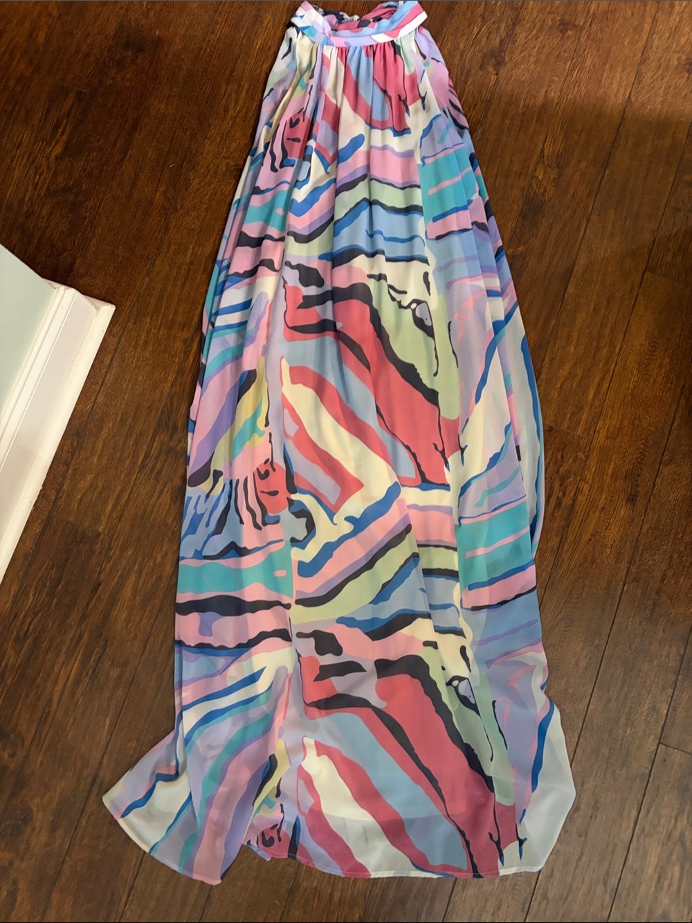 entro Pastel Multi-Stripe Halter Maxi Dress